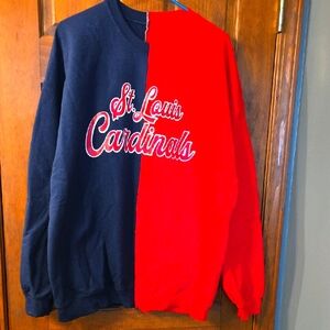 Red and Blue Crewneck Sweater with Logo